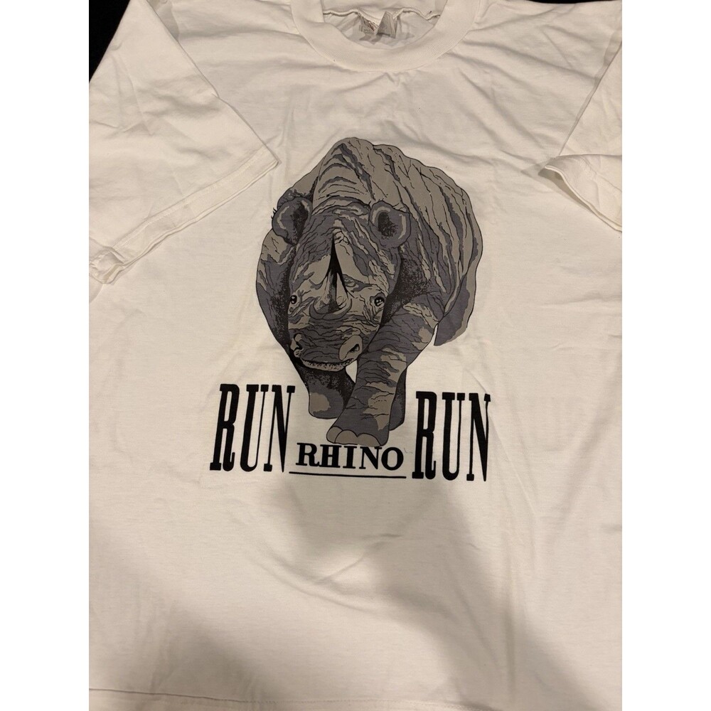 Vintage Run Rhino Shirt by Lange Mens XL White National Geographic Ecko 1990’s
